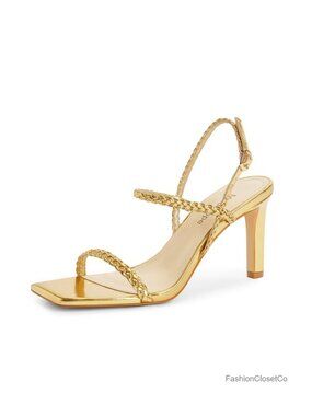 Faux Leather Strappy High Heel Sandals Square Toe Ankle Strap